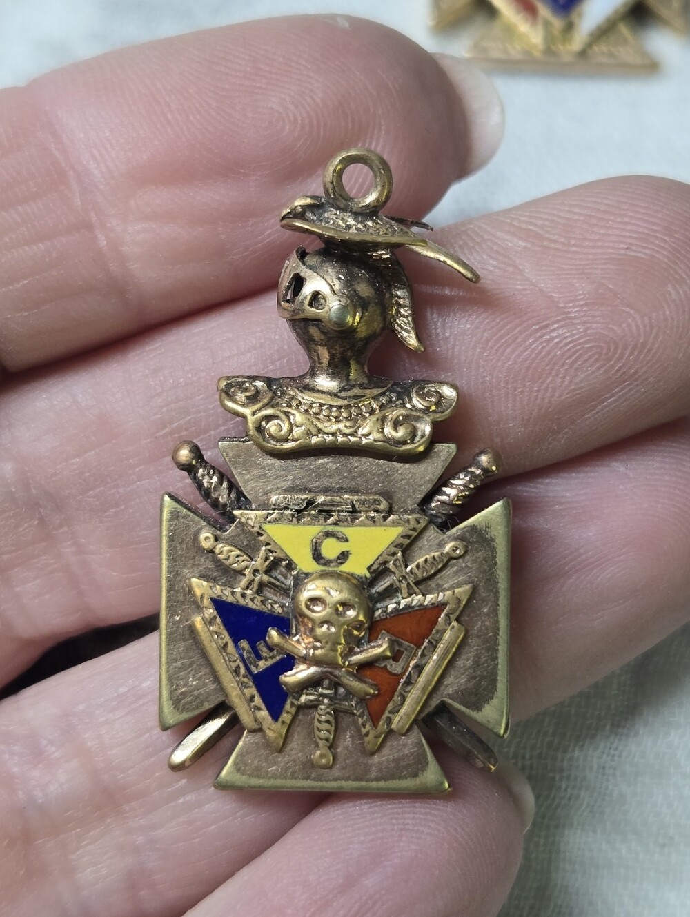Vintage gold-filled Knights of Pythias watch fob